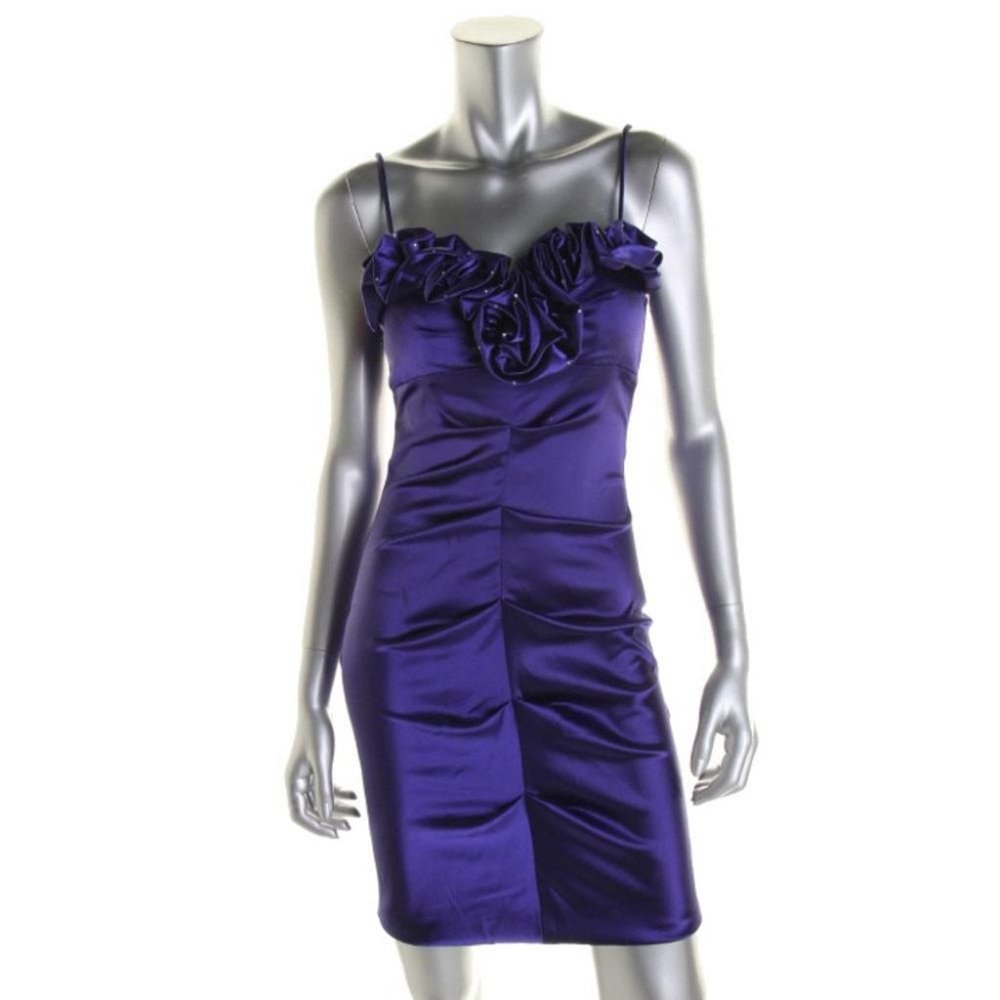 Blondie Nites Royal Purple Satin Party Dress